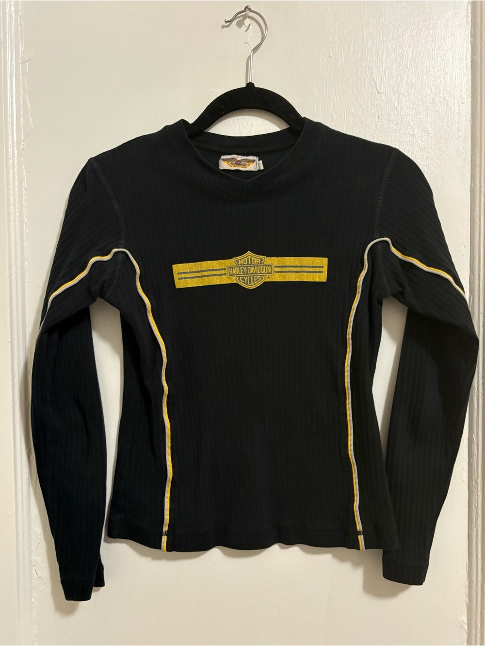 Harley-Davidson Black Crewneck Sweater with Yellow Trim